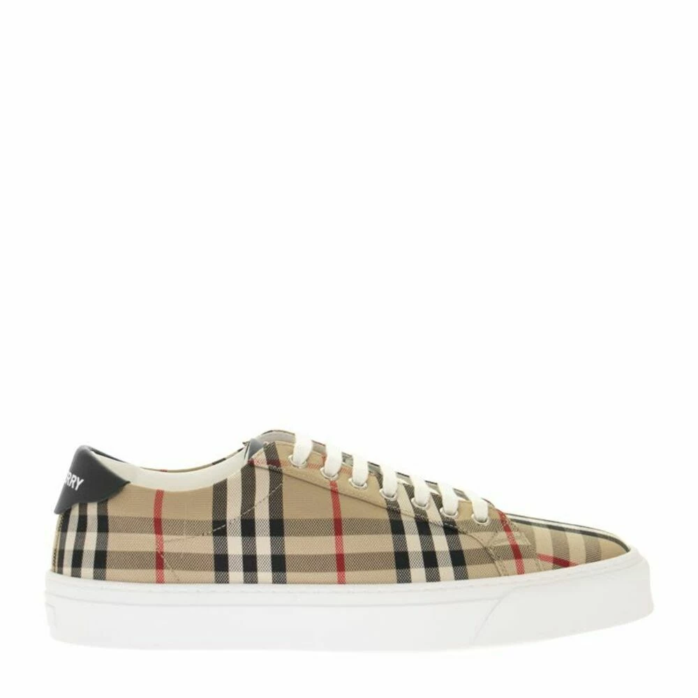 Burberry Vintage Check And Leather Sneakers Beige 1 Burberry Vintage Check And Leather Sneakers Beige