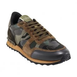 Valentino Garavani Camouflage Rockrunner Sneakers Green
