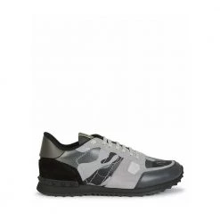 Valentino Garavani Rockrunner Camouflage Laminated Sneakers Black